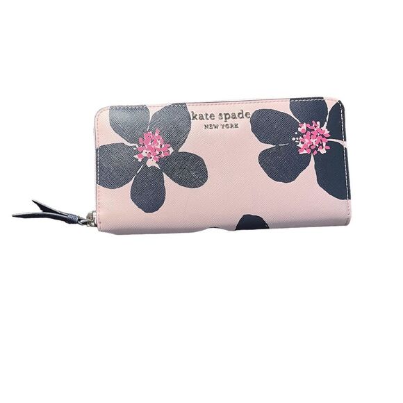 Kate Spade Women's Pink Floral Zip-Around Wallet Credit Card Holder - Picture 5 of 7